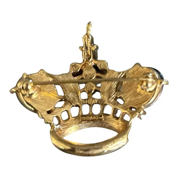 Vintage Alfred Philipe Crown Trifari Cabochon Necklace Pendant Brooch. - Picture 3 of 6